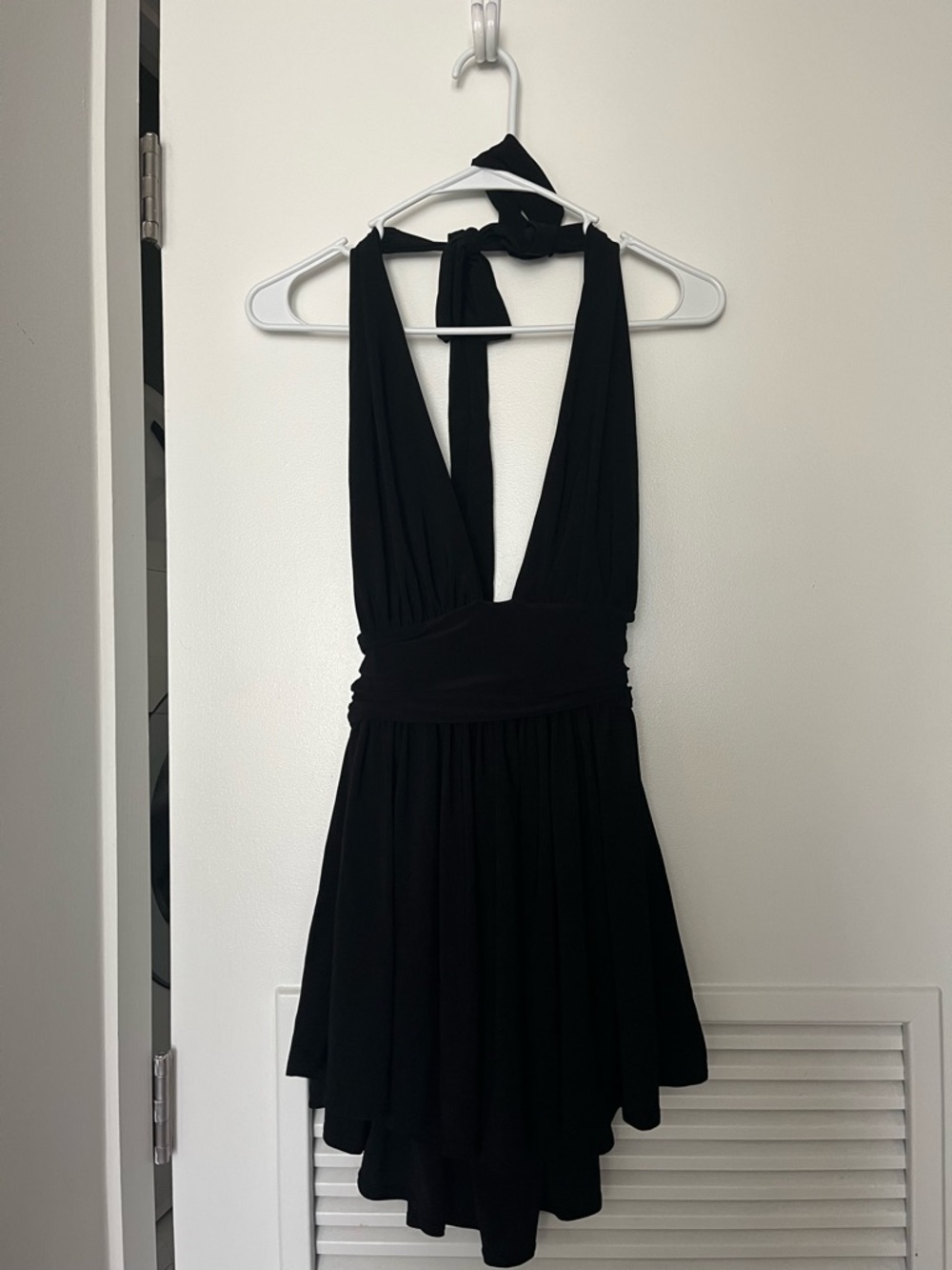 Windsor Black Halter Tie Skater Dress